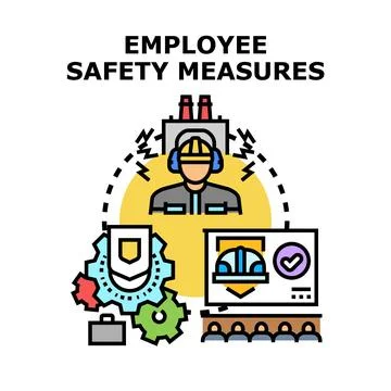 Employee safety measures vector concept ensuring workplace protection Stock Illustration