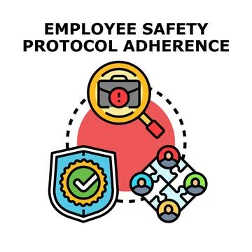 Employee safety protocol adherence concept working Stock Illustration