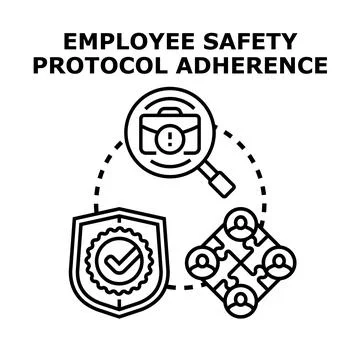 Employee safety protocol adherence concept working Stock Illustration