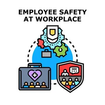Employee safety at workplace protecting worker health and security イラスト素材