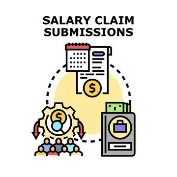 Employee salary claim submissions process for compensation Stock Illustration
