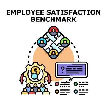 Employee satisfaction benchmark concept with teamwork puzzles Stock Illustration