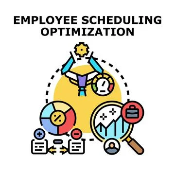 Employee schedule optimizing business process concept Stock Illustration