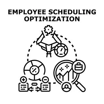 Employee schedule optimizing business process concept Stock Illustration