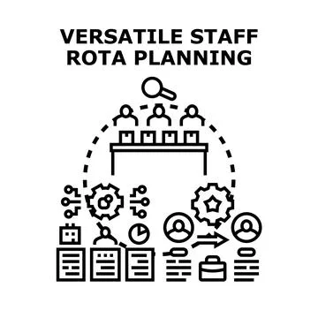 Employee schedule planning for versatile staff management Stock Illustration