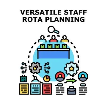 Employee schedule planning for versatile staff management Stock Illustration