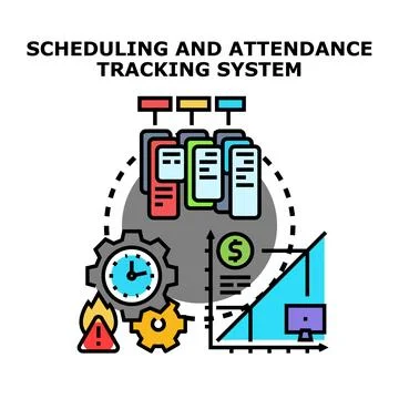 Employee scheduling and attendance tracking system concept Stock Illustration