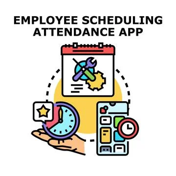 Employee scheduling attendance app vector illustration concept Stock Illustration