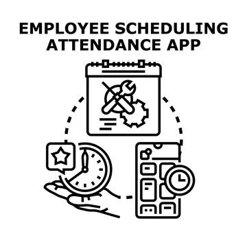 Employee scheduling attendance app vector illustration concept Stock Illustration