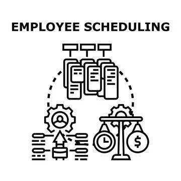 Employee scheduling concept optimizing work time management Stock Illustration