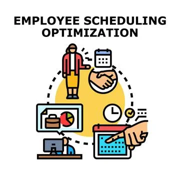 Employee scheduling optimization collaborating for efficient team management Stock-Illustration