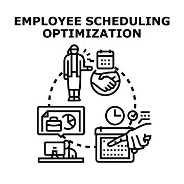 Employee scheduling optimization collaborating for efficient team management Stock-Illustration