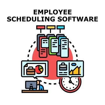 Employee scheduling software concept with business management plan Illustration