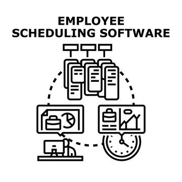 Employee scheduling software concept with business management plan Stock Illustration