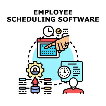 Employee scheduling software planning staff management Stock Illustration