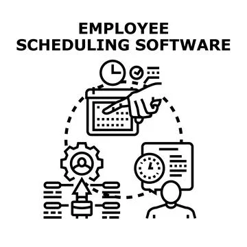 Employee scheduling software planning staff management Stock Illustration