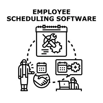 Employee scheduling software planning work time management Stock Illustration