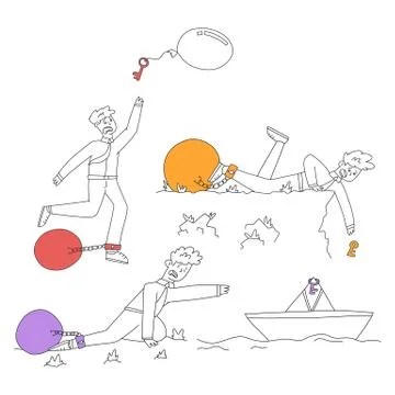 Employee seeks to get key flat banner Stock Illustration