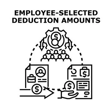 Employee selecting deduction amounts for financial benefits Stock Illustration