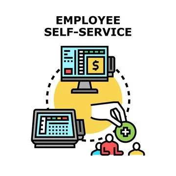 Employee self service concept simplifying payroll and benefits management Stock Illustration