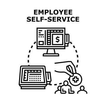 Employee self service concept simplifying payroll and benefits management Stock Illustration