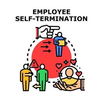 Employee self termination concept with resignation leaving job Stock Illustration