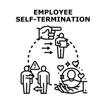 Employee self termination concept with resignation leaving job Stock Illustration