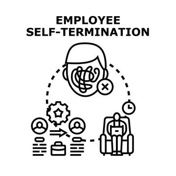 Employee self termination process with career change concept Illustrazione stock