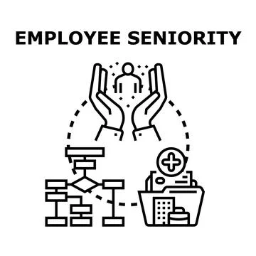 Employee seniority concept vector illustration with hands Stock Illustration