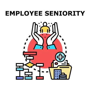 Employee seniority concept vector illustration with hands Illustrazione stock
