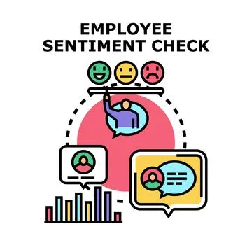 Employee sentiment check analyzing feedback and satisfaction Illustrazione stock