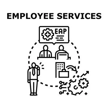 Employee services offering support and assistance program Stock Illustration