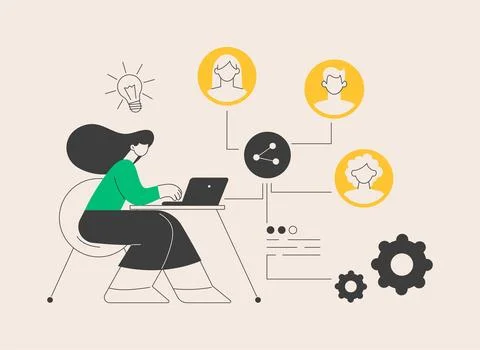 Employee sharing abstract concept vector illustration. Illustrazione stock