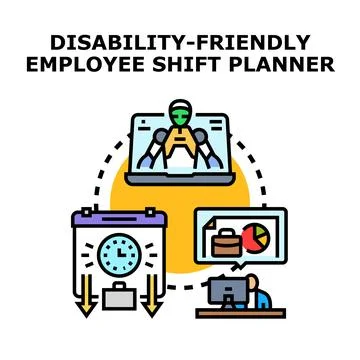 Employee shift planner creating inclusive work environment Stock Illustration
