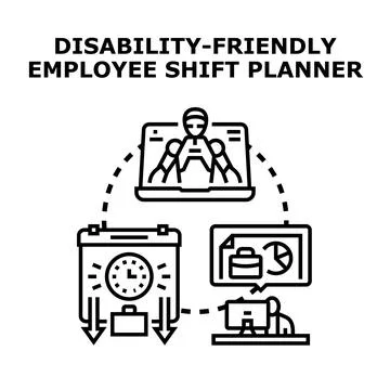 Employee shift planner creating inclusive work environment Stock Illustration