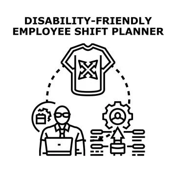 Employee shift planning considering disability friendly design Stock Illustration