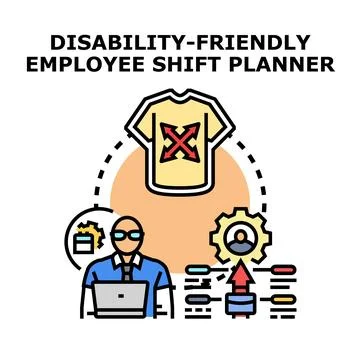 Employee shift planning considering disability friendly design Stock Illustration