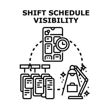 Employee shift schedule visibility using mobile application Stock Illustration