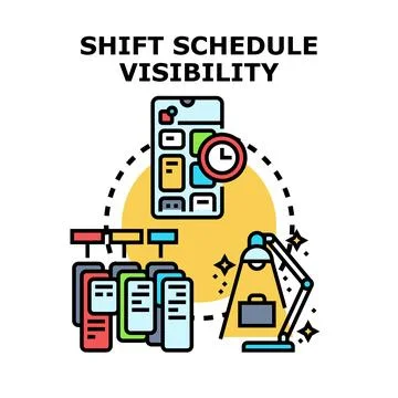 Employee shift schedule visibility using mobile application イラスト素材