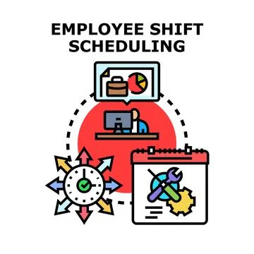 Employee shift scheduling concept for business management 스톡 일러스트