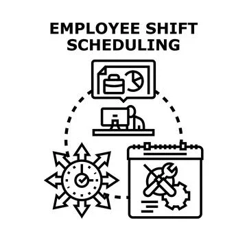 Employee shift scheduling concept for business management Stock Illustration