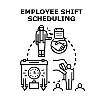 Employee shift scheduling system planning work organization Stock Illustration