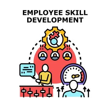 Employee skill development program improving career growth Stock Illustration