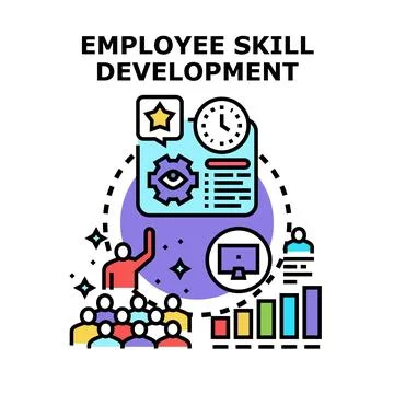 Employee skill development program improving professional capabilities Stock Illustration
