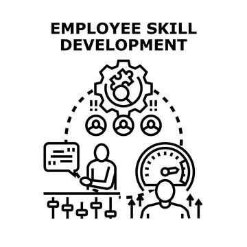 Employee skill development program improving career growth Stock Illustration