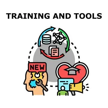 Employee skill development training and learning tools Stock Illustration