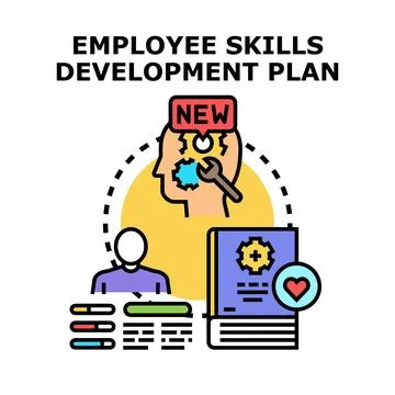 Employee skills development plan improving career growth Stock Illustration