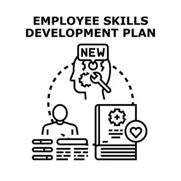 Employee skills development plan improving career growth Stock Illustration