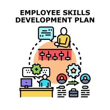 Employee skills development plan optimizing professional growth Illustrazione stock