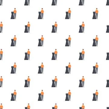 Employee standing with chess rook repeating pattern 스톡 일러스트
